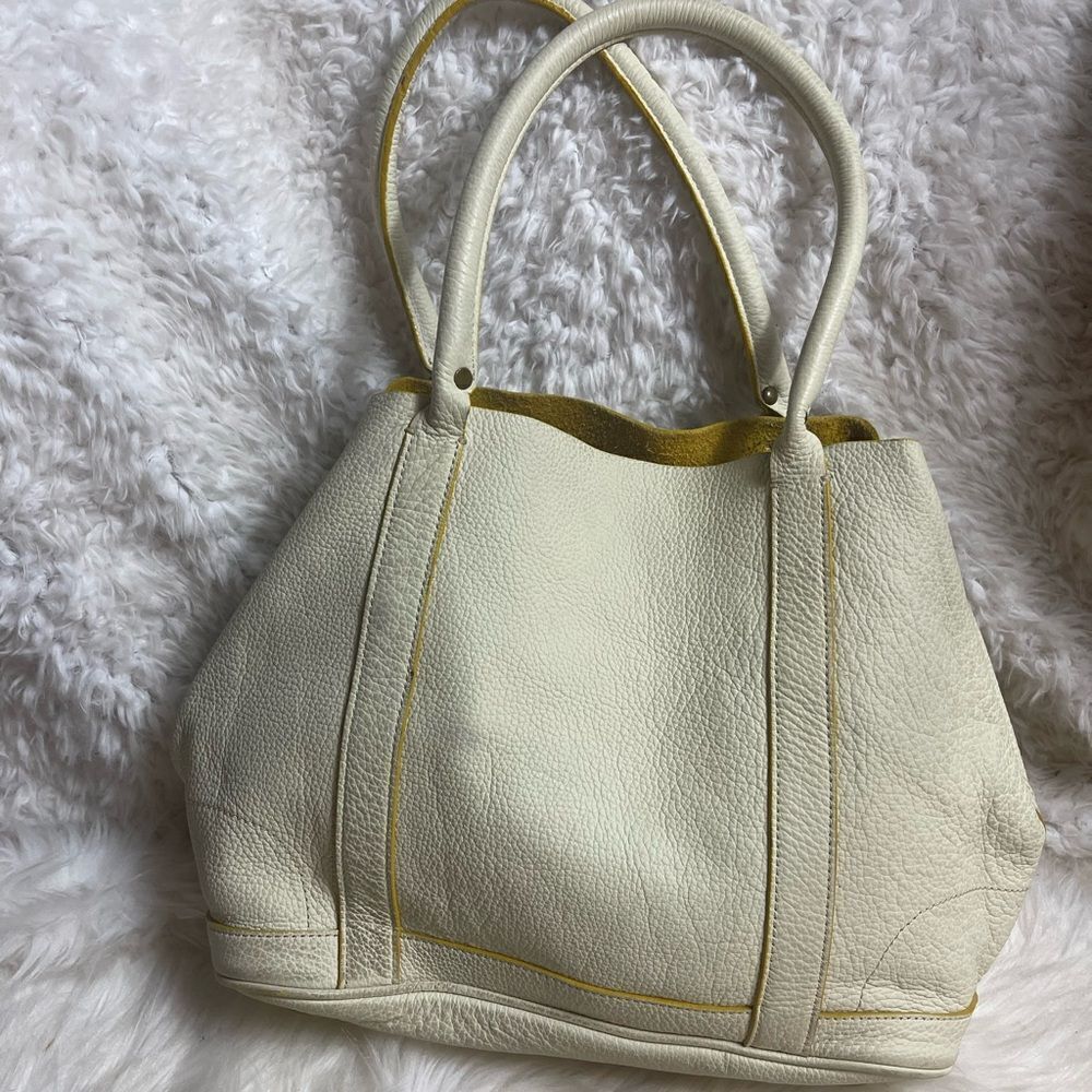 J Crew Borge Garveri Pebbled Leather off White Uptown large Tote. - Picture 3 of 16